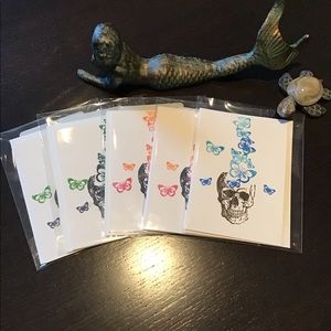 Halloween cards! Handmade skull w/butterflies design greeting cards